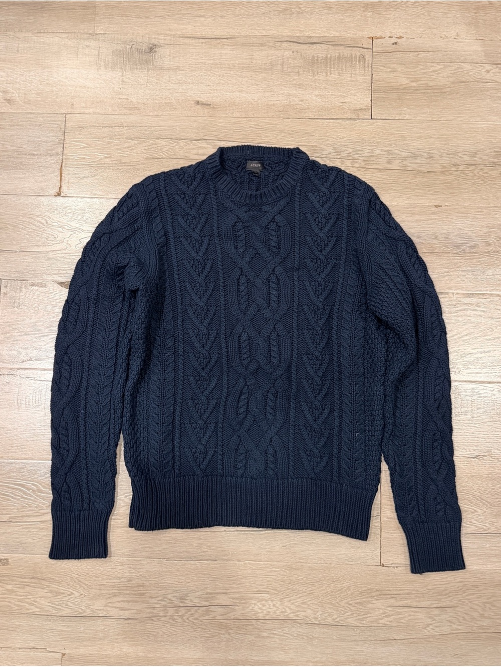 J. Crew Navy Cable-Knit Crewneck Sweater